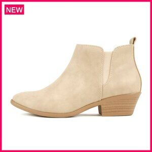 Pointed Toe Ankle Booties Low Heel Elastic Gore Zipper Closure